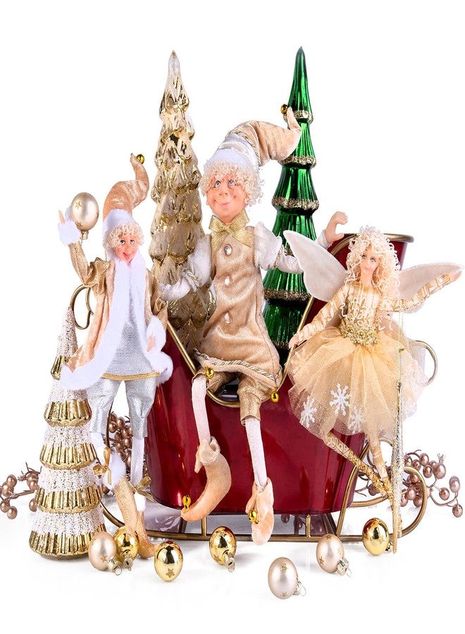 STP GOODS Christmas Decor Collectible Doll 12" Figurine for Home Decor & Holiday Posable Fairy Doll Indoor Christmas Seasonal Decoration Collectible Doll (Fairy in Gold) - Image 4